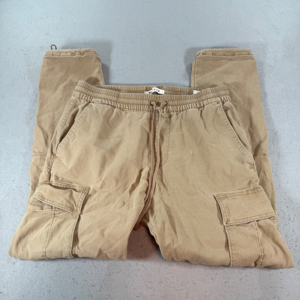 PacSun Slim Fit‎ Cargo Jogger Pants Tan Khaki Drawstring Men's Medium